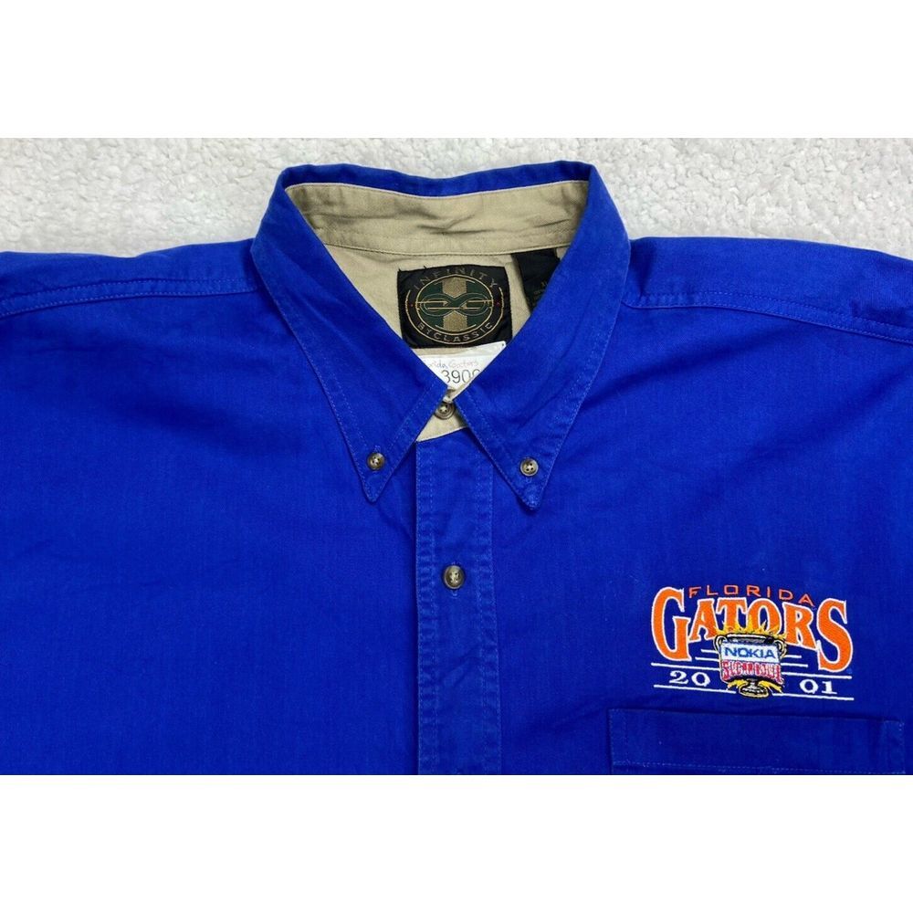 VTG Y2K Florida Gators Button Shirt Men XL Blue SUGAR BOWL 2001 Embroidered RARE